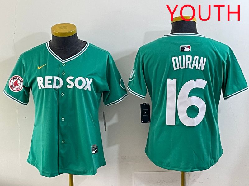 Youth 2025 Boston Red Sox #16 Duran Dark Green Joint Name Nike MLB Jersey style 8